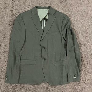 Zara Men’s Studio Collection Olive Green Linen Blazer SZ 44R